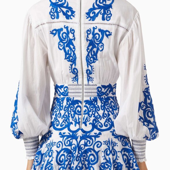 NEW Alice + Olivia Loryn Cotton Embroidered Mini Dress Size 12 #1534 - Picture 3 of 11